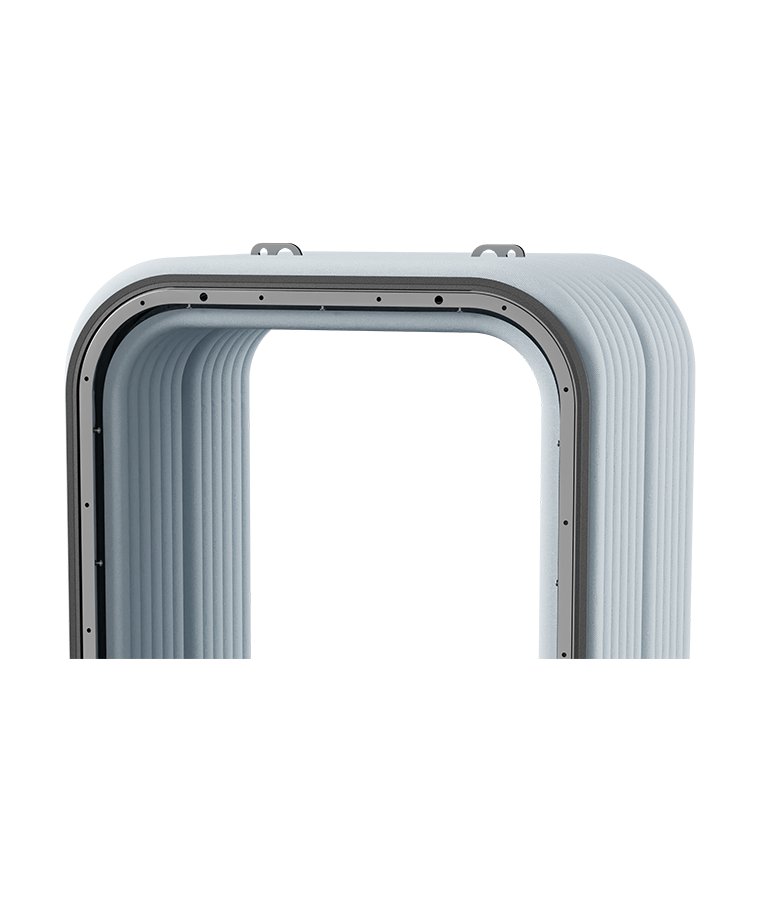 Detailed view of the connection of a gangway system for high-speed trains