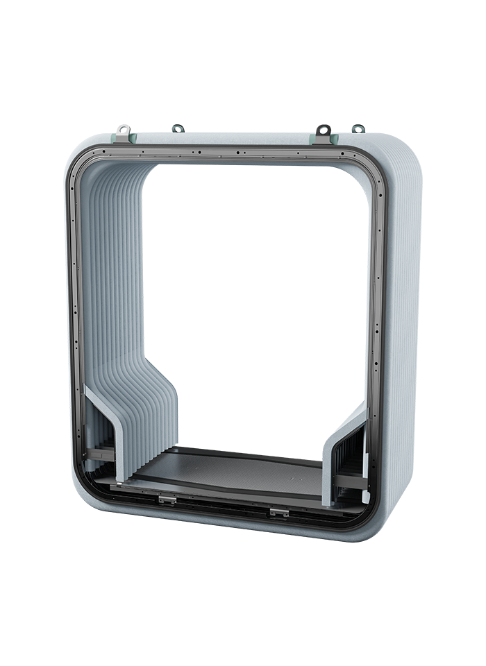 Gangway system of a regional train in full view.